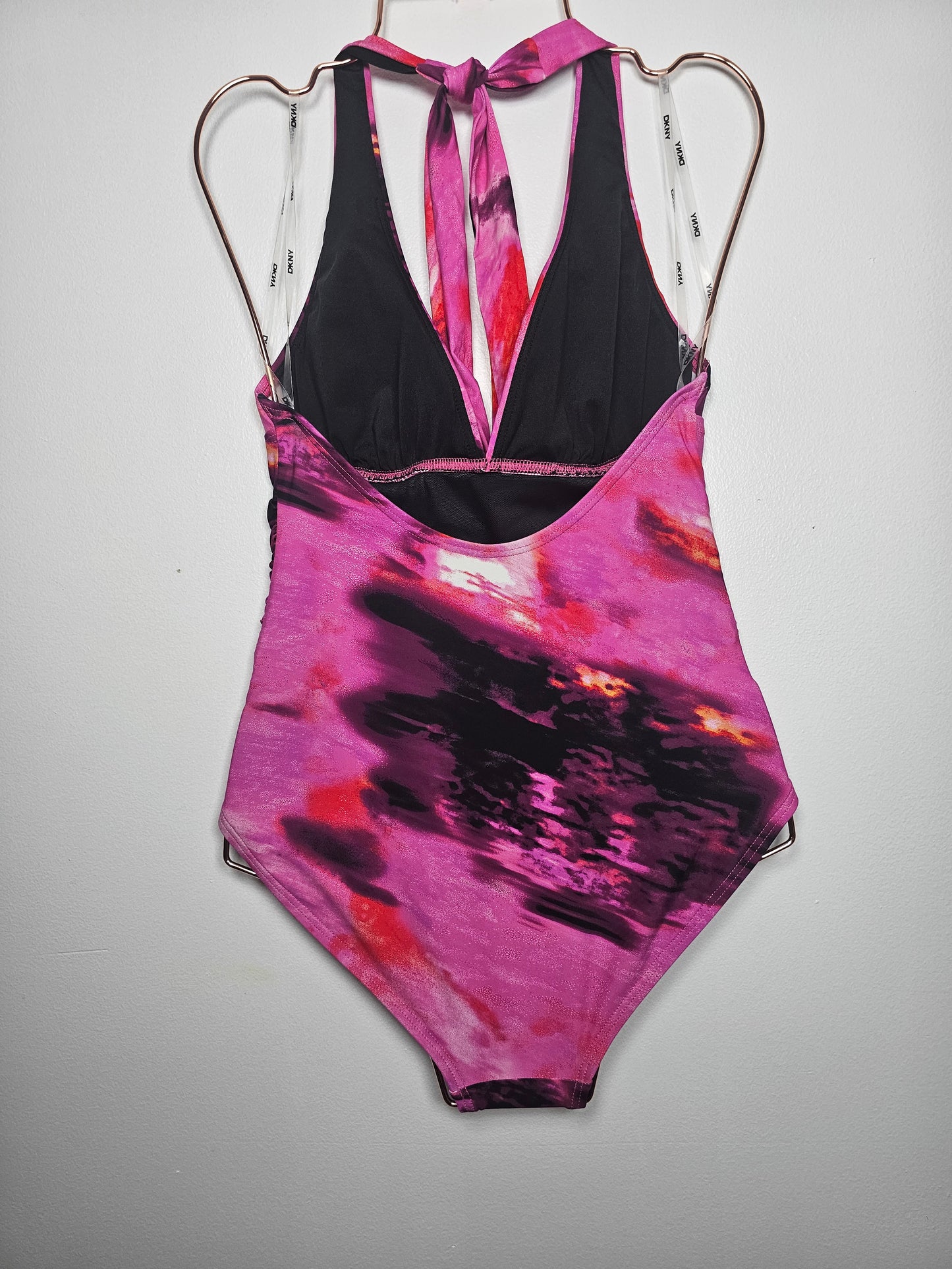 DKNY Women's Tie-Back Halter-Style Pink Multi Size S No tag