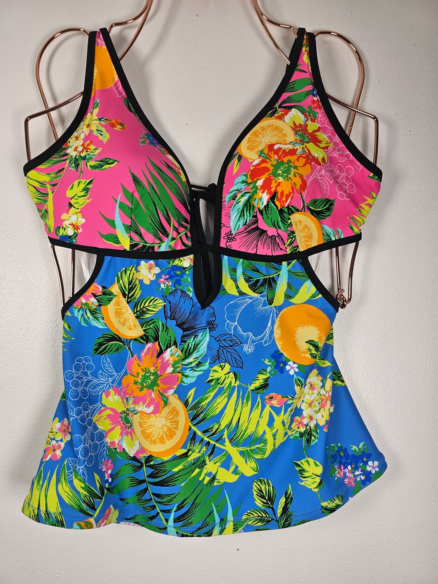 Bar III Womens Printed Plunge-Neck Tankini Top Multicolor S,XL