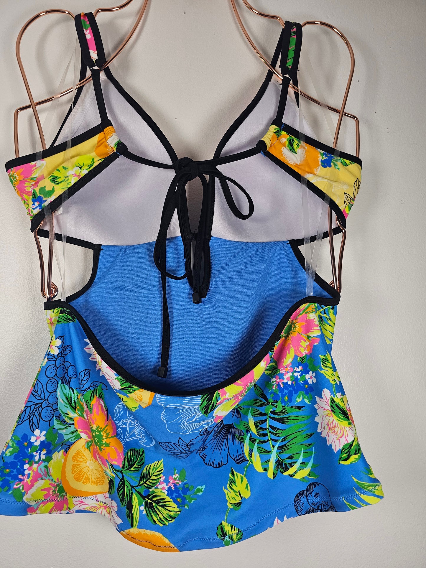 Bar III Womens Printed Plunge-Neck Tankini Top Multicolor S,XL