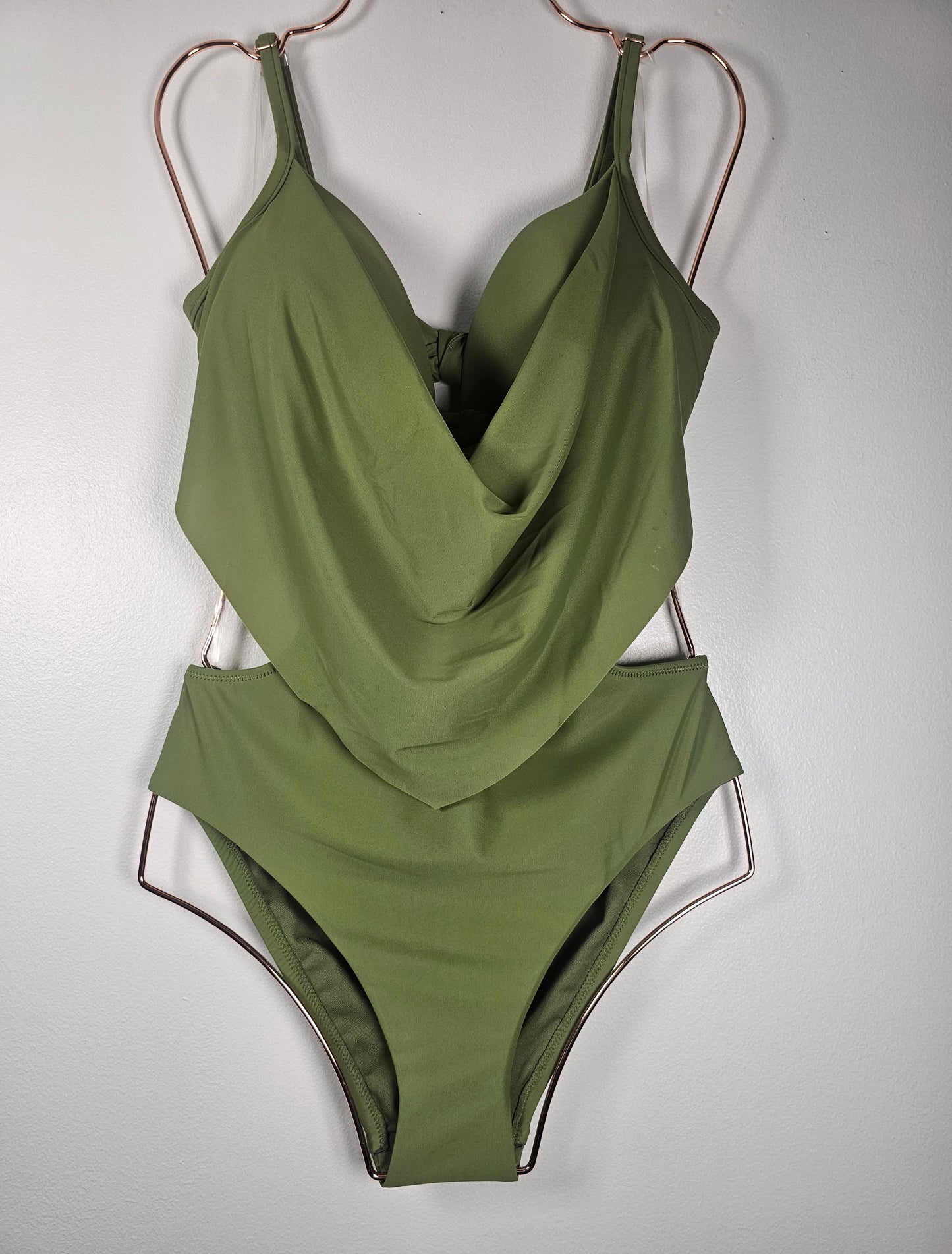 Bar III Womens Draped-Front Monokini Plant Life Size S