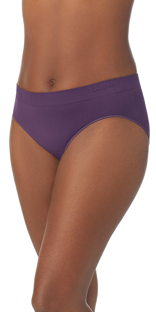 Le Mystère Seamless Comfort Brief & Hi-Cut Panty – Grey/Purple Sizes S, L, XL
