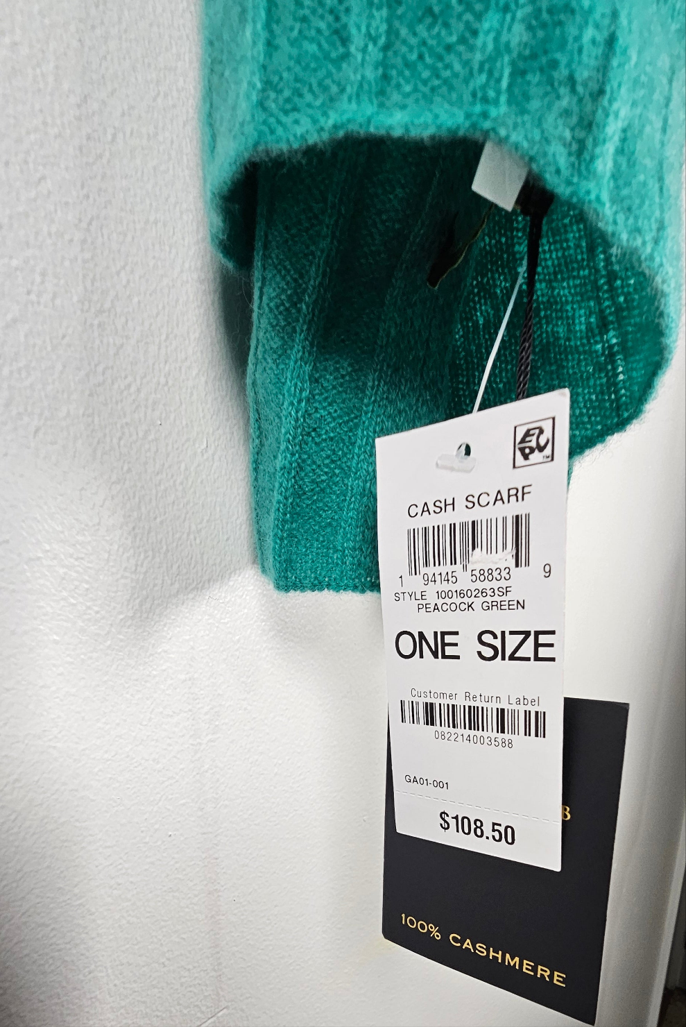 Charter Club 100% Cashmere Women Peacock Green Scarf ONE-SIZE