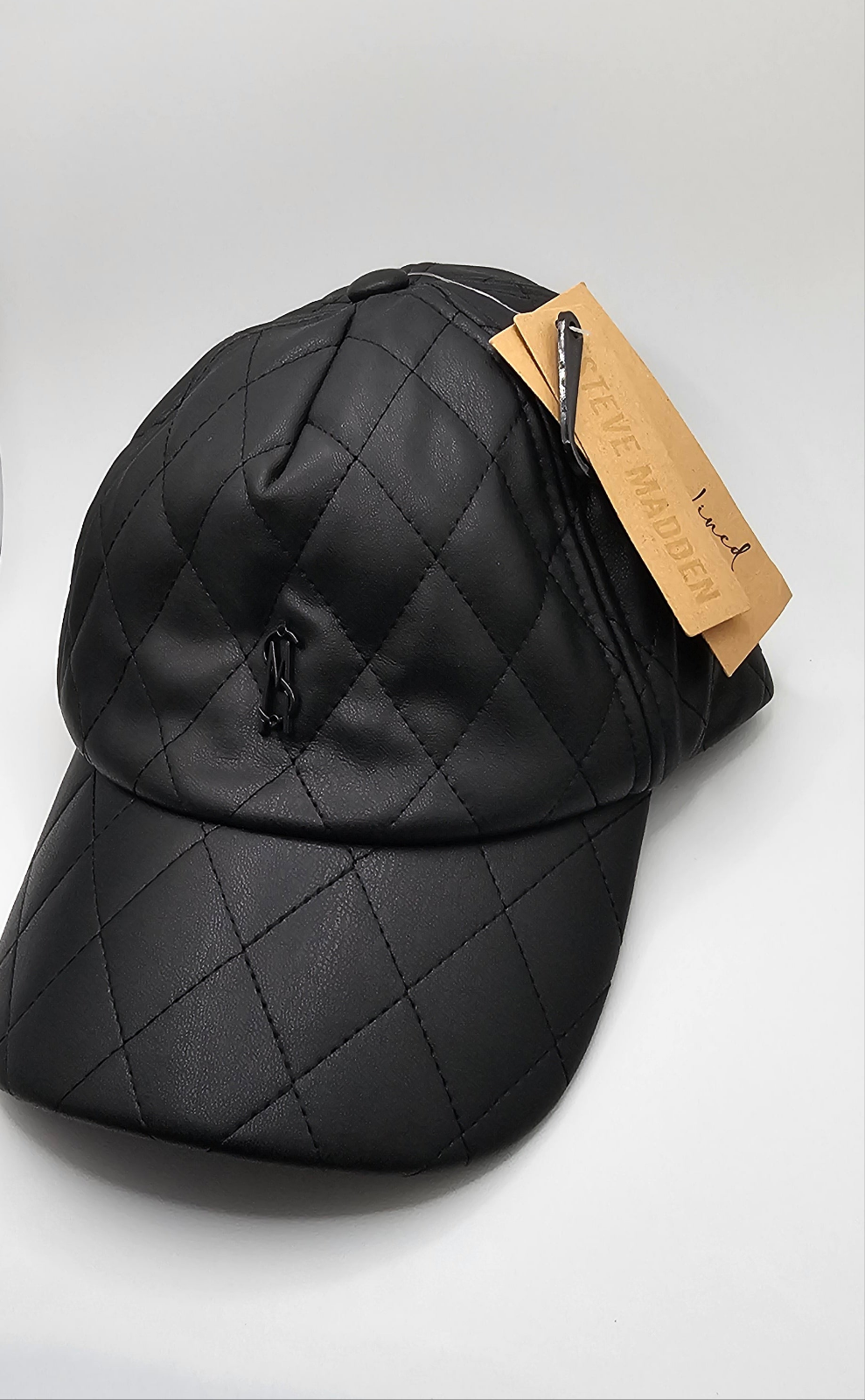 Steve Madden Women's Brita Faux Leather Hat ONE-SIZE Adjustable