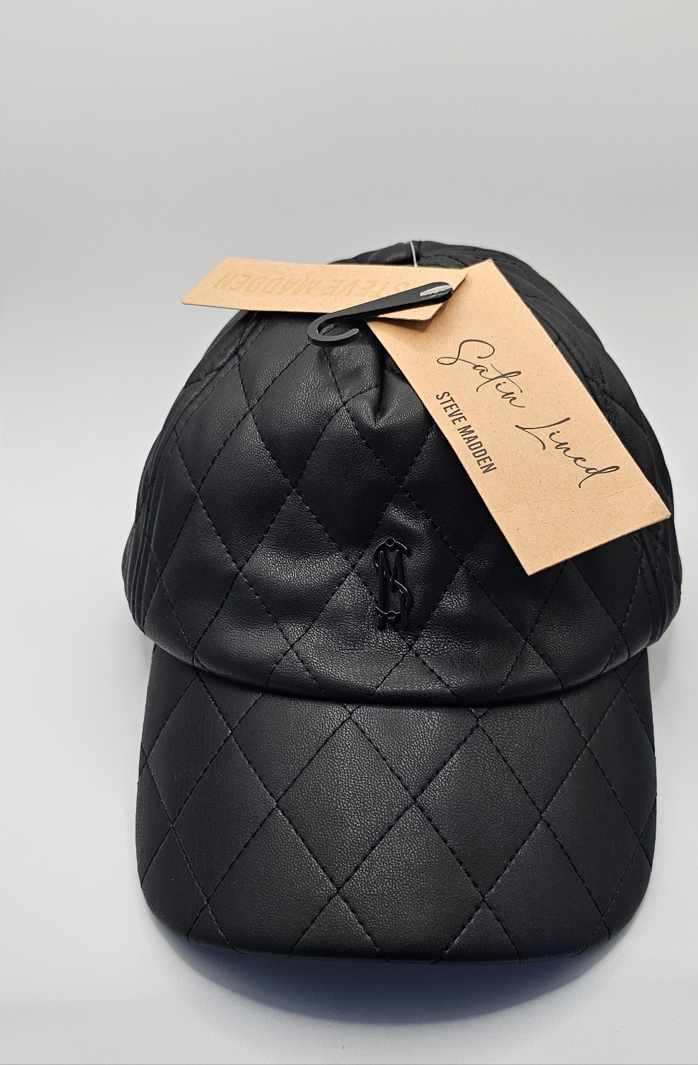 Steve Madden Women's Brita Faux Leather Hat ONE-SIZE Adjustable