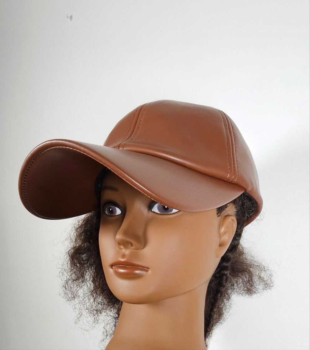 Faux Leather Baseball Cap One Size Adjustable Walnut Lele Sadoughi