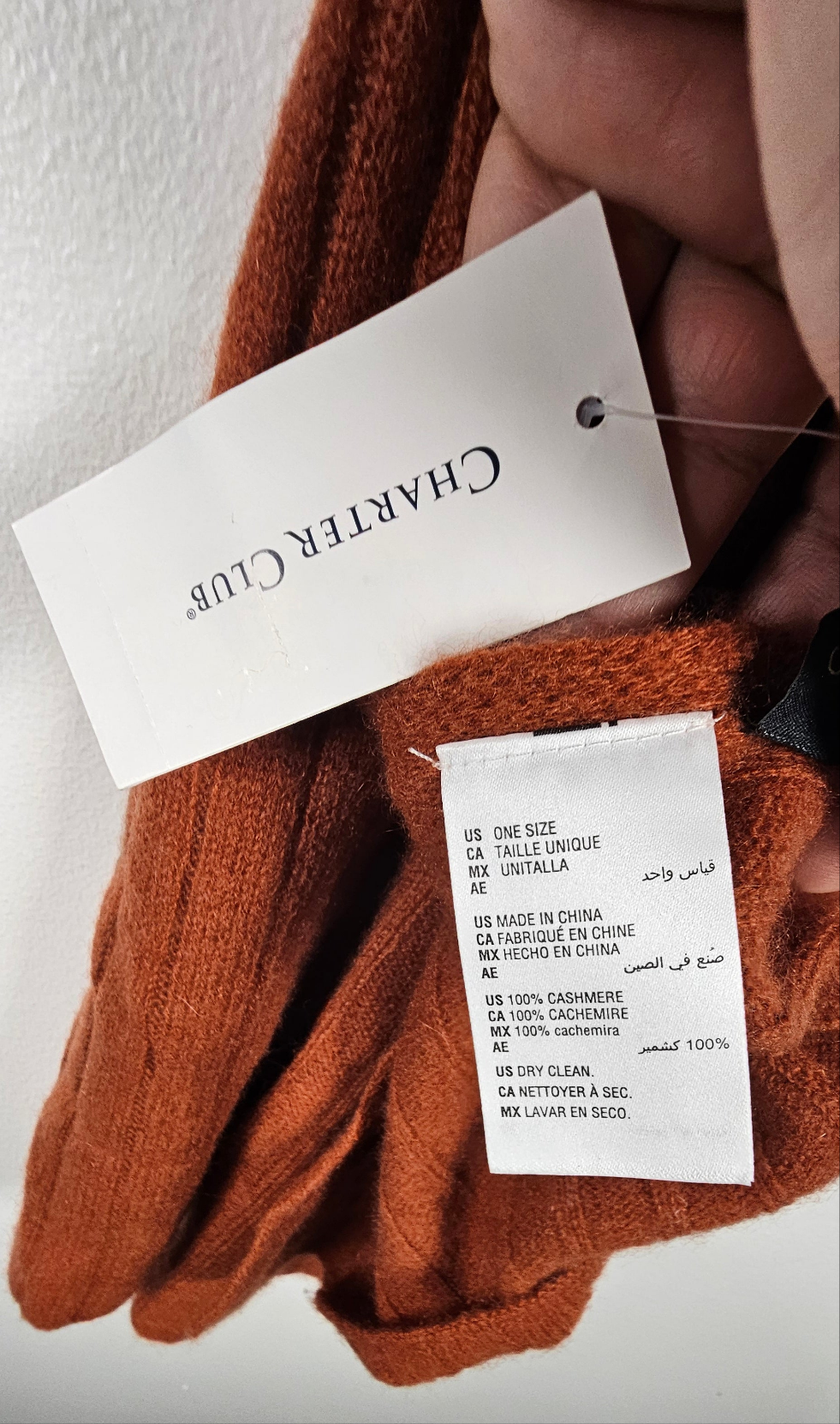 Charter Club 100% Cashmere Women Bronze Pecan Scarf ONE-SIZE