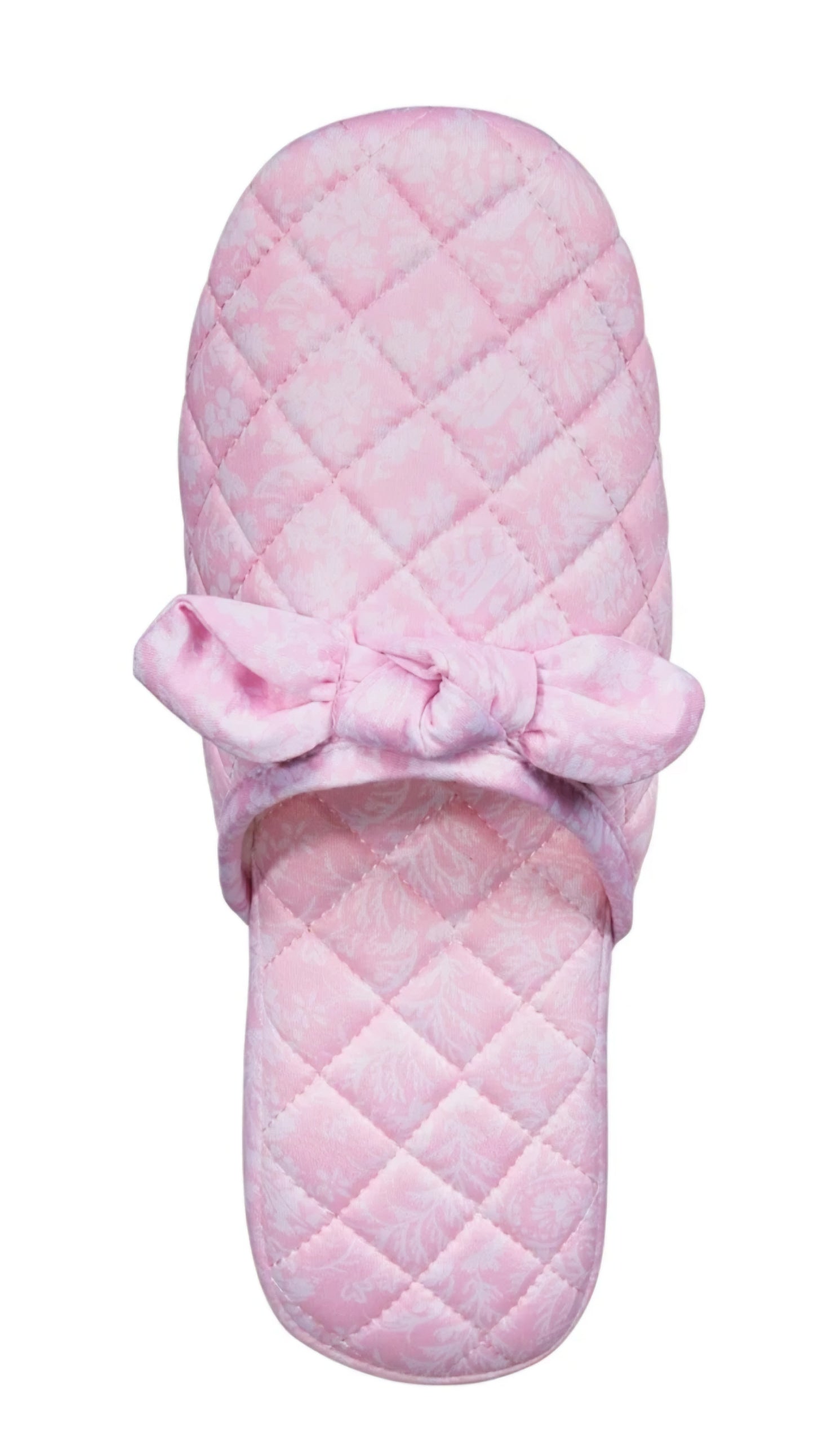 Charter Club Women's Bow-Top Quilted Slippers – Pink | Size M,L,XL