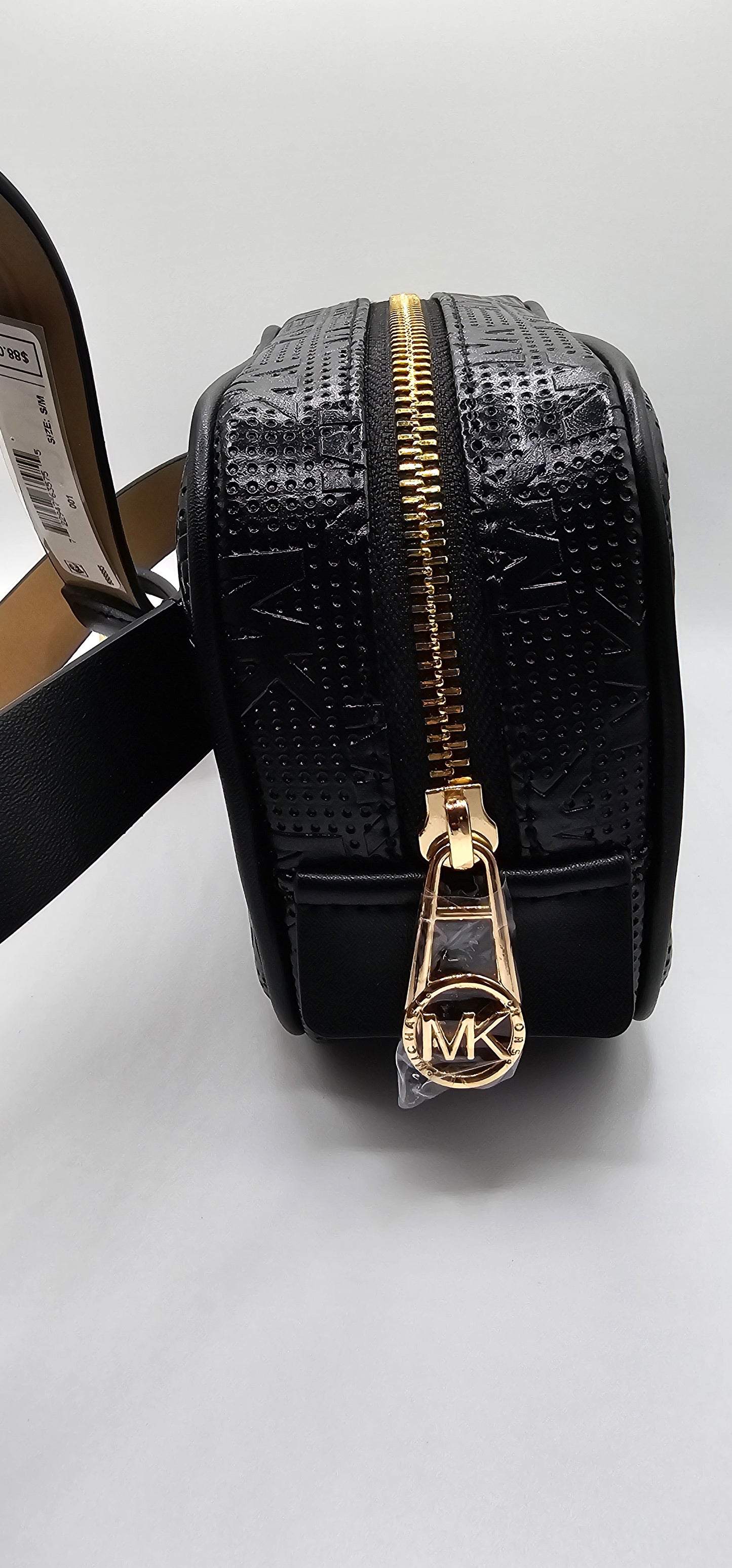 Michael Kors Women's MK Embossed Logo Belt Bag Fanny Pack – Black