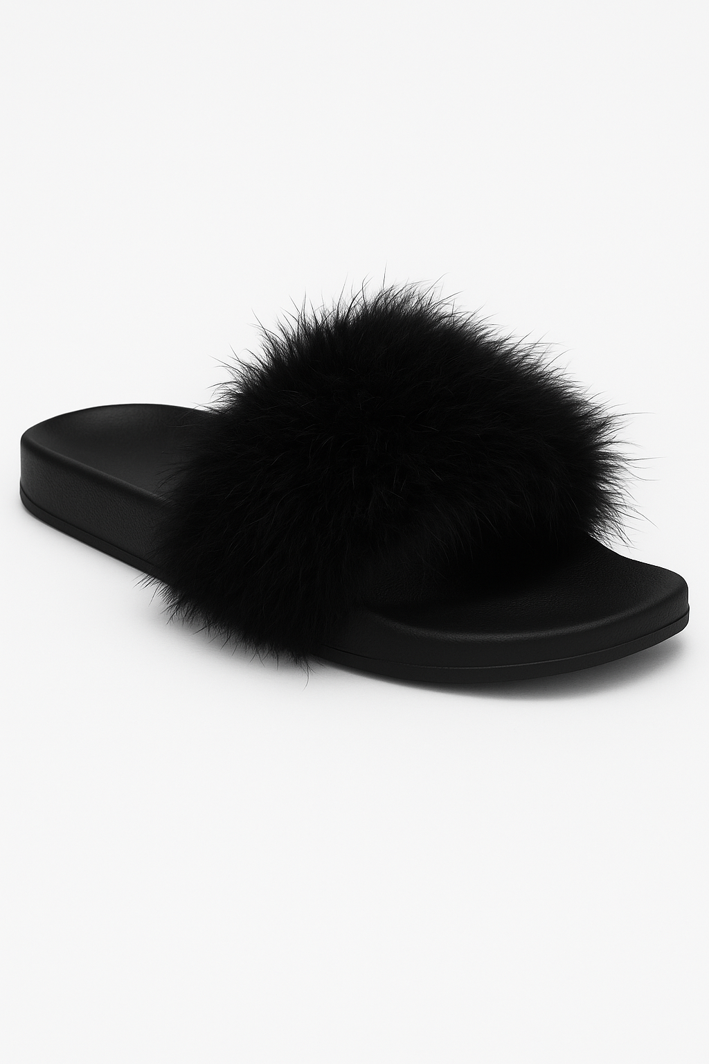 I.N.C International Concepts Women's Marabou Pool Slides - Black or White - S(5-6), XL(11-12)