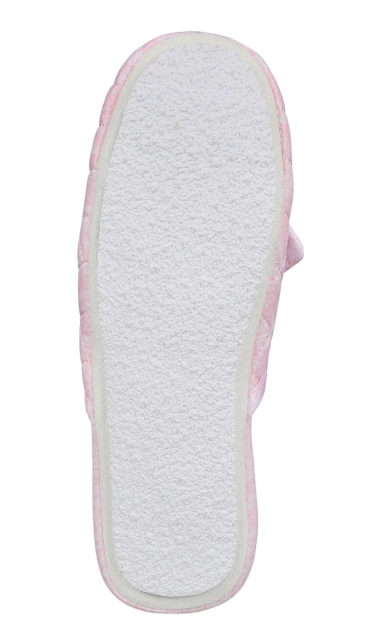 Charter Club Women's Bow-Top Quilted Slippers – Pink | Size M,L,XL