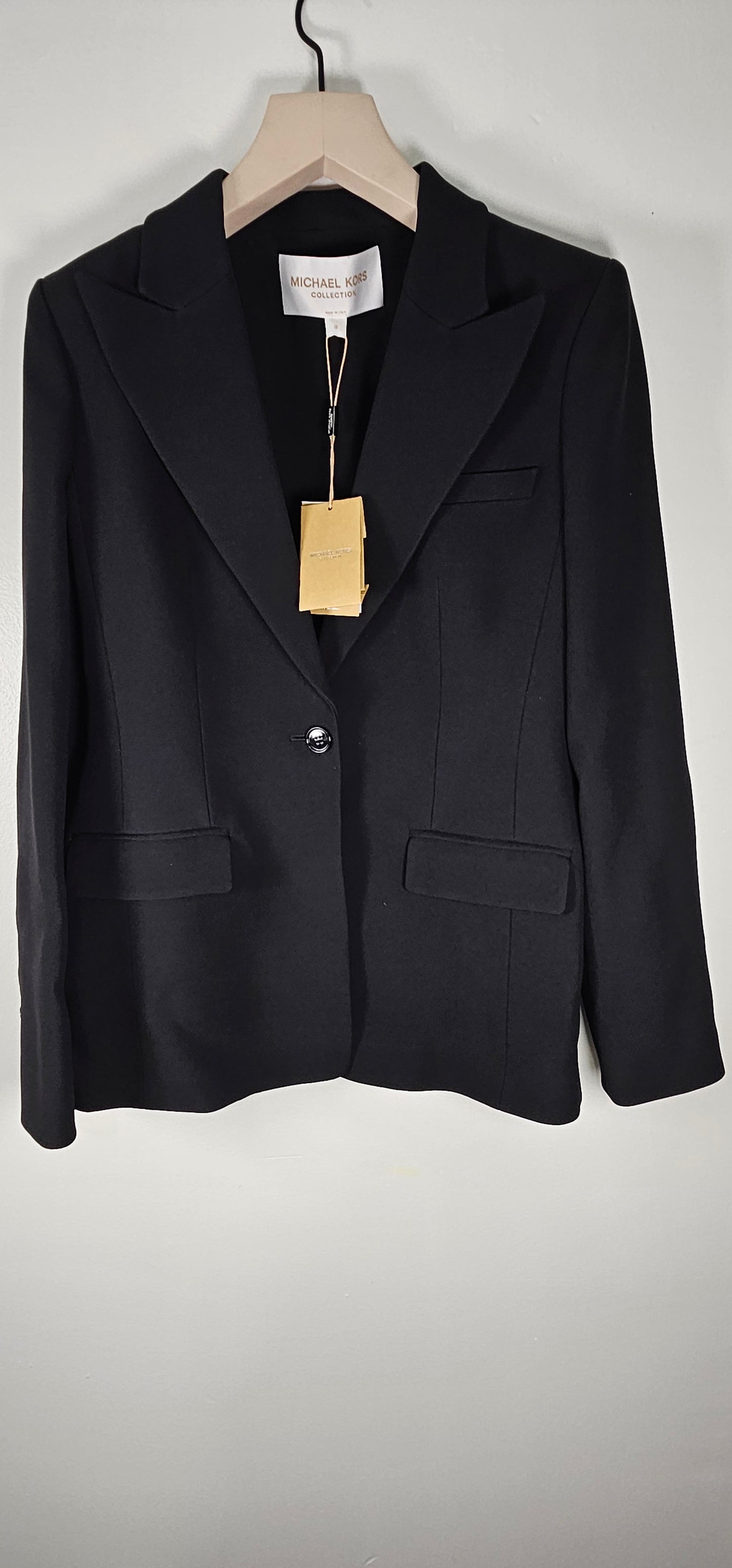 2290 Michael Kors Women Black Georginia Double Crepe Blazer Jacker Size 8