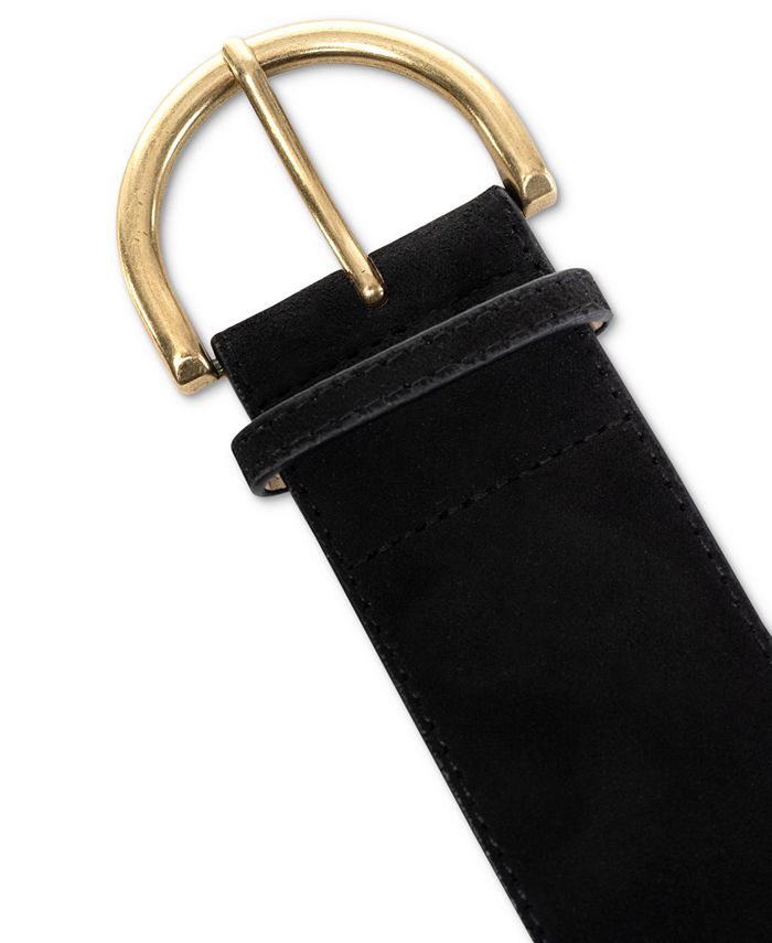 Style & Co Women's Faux-Suede Stretch Belt – Black, Gold Buckle, Size M/L