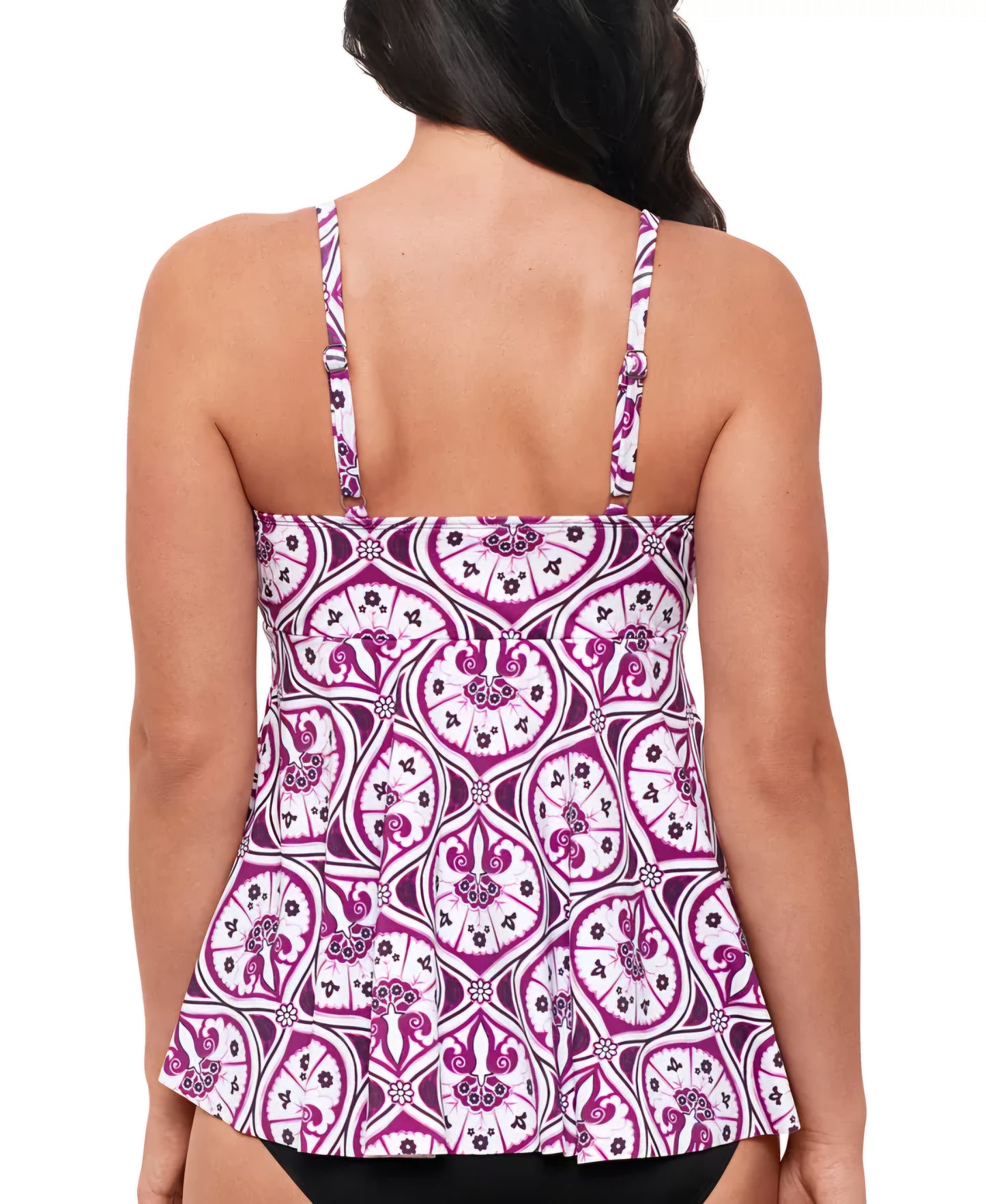 Swim Solutions Tiletale V-Neck Tankini Top – Magenta Purple Print