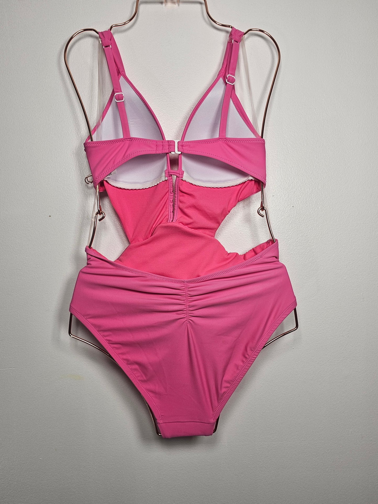 Bar III Womens Draped Monokini Swimsu Candy Kiss XL
