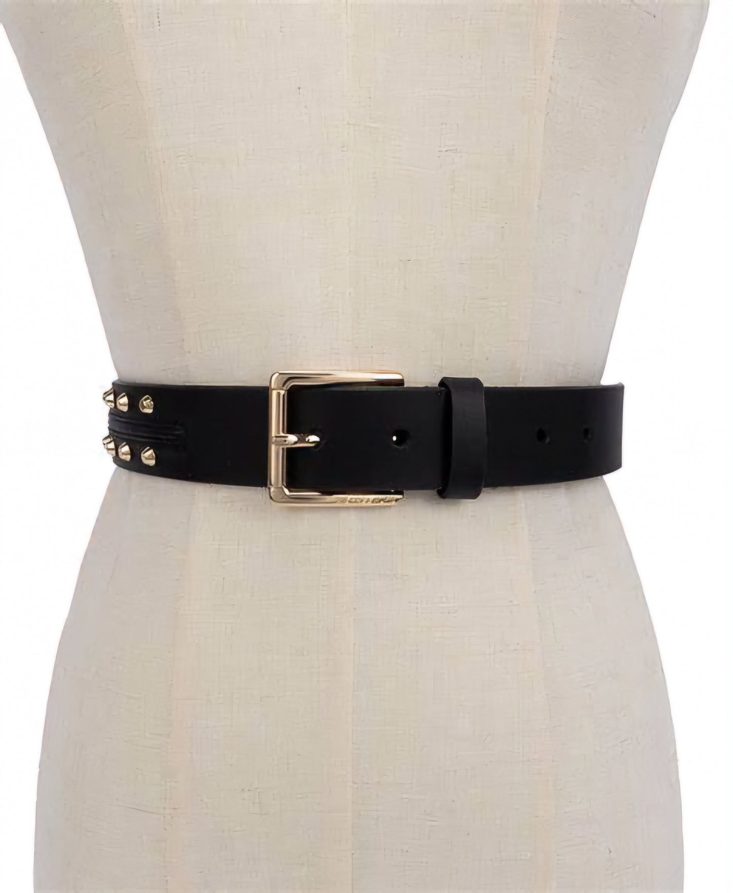 Michael Kors Women's Astor Studded Leather Belt – Black with Gold Studs – Size S – Genuine Leather