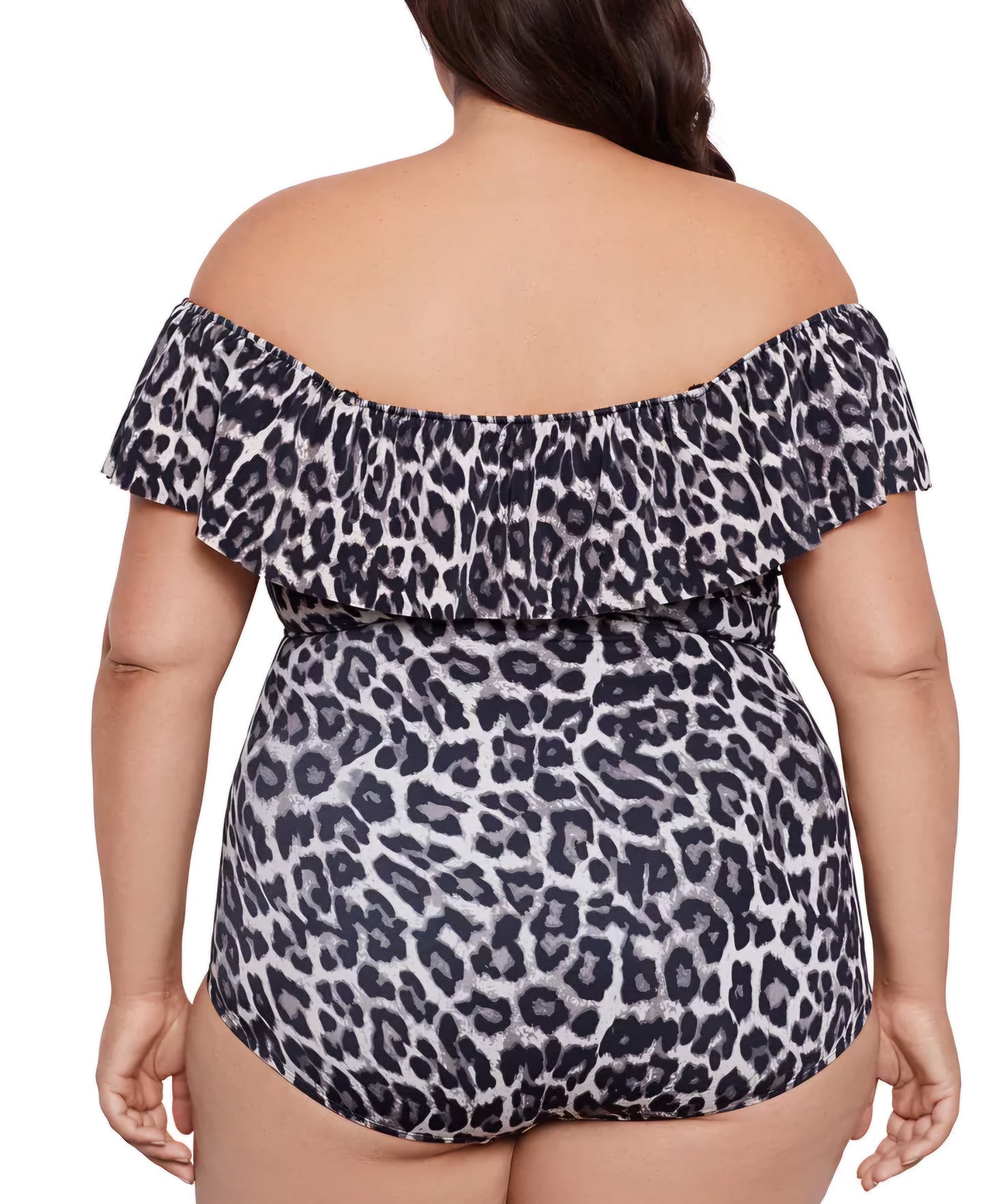Swim Solutions Plus Size Cheetah-Print Off-Shoulder One-Piece Swimsuit – Size 20W