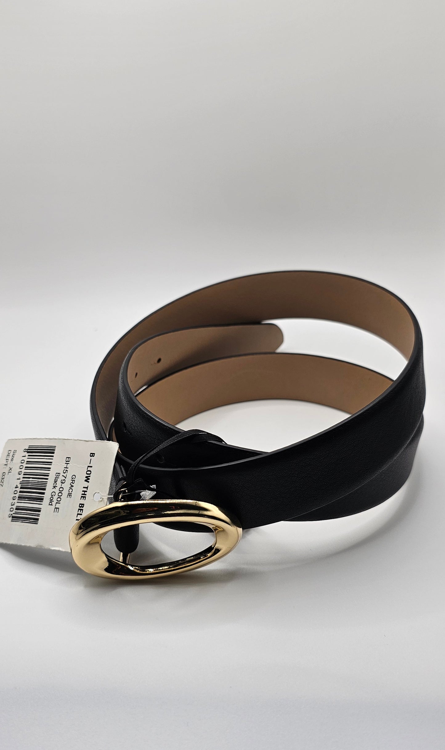 B-Low The Belt Gracie Women's Leather Belt – Black with Gold Oval Buckle XL