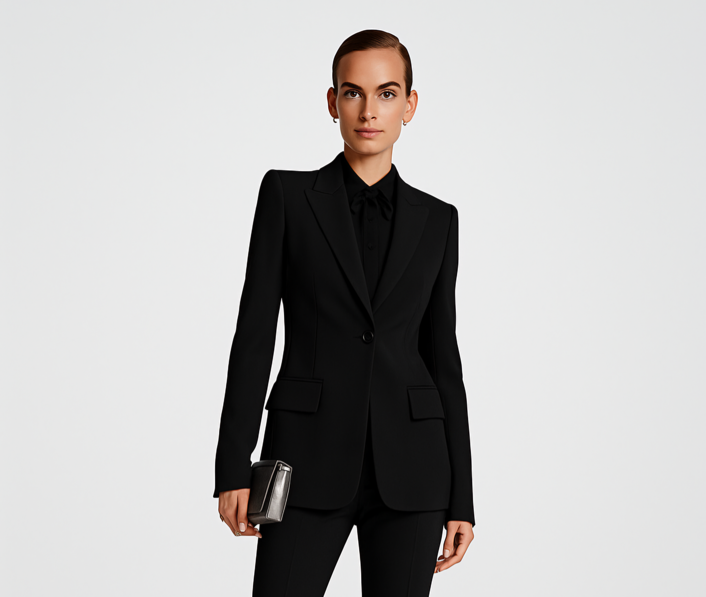 2290 Michael Kors Women Black Georginia Double Crepe Blazer Jacker Size 8