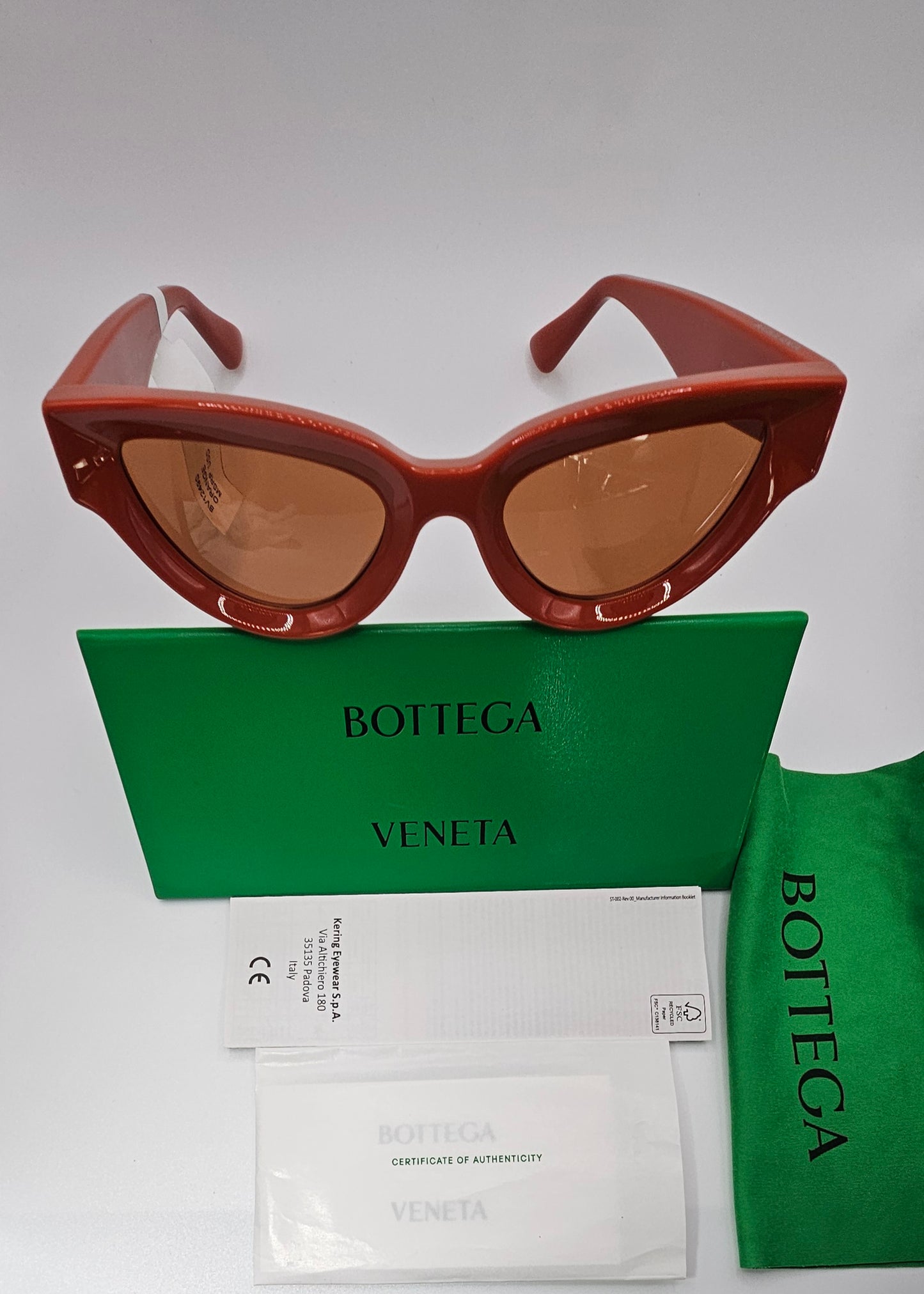 Bottega Veneta Bright Orange Women's Sunglasses BV1249S-004 53 New