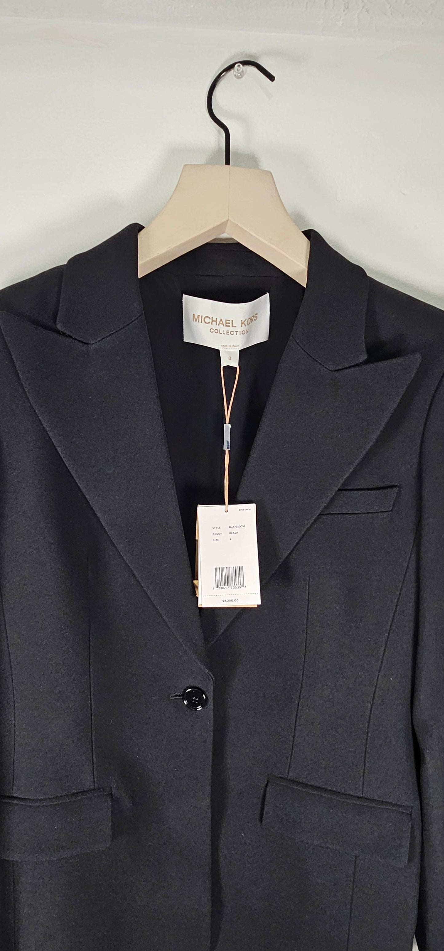 2290 Michael Kors Women Black Georginia Double Crepe Blazer Jacker Size 8