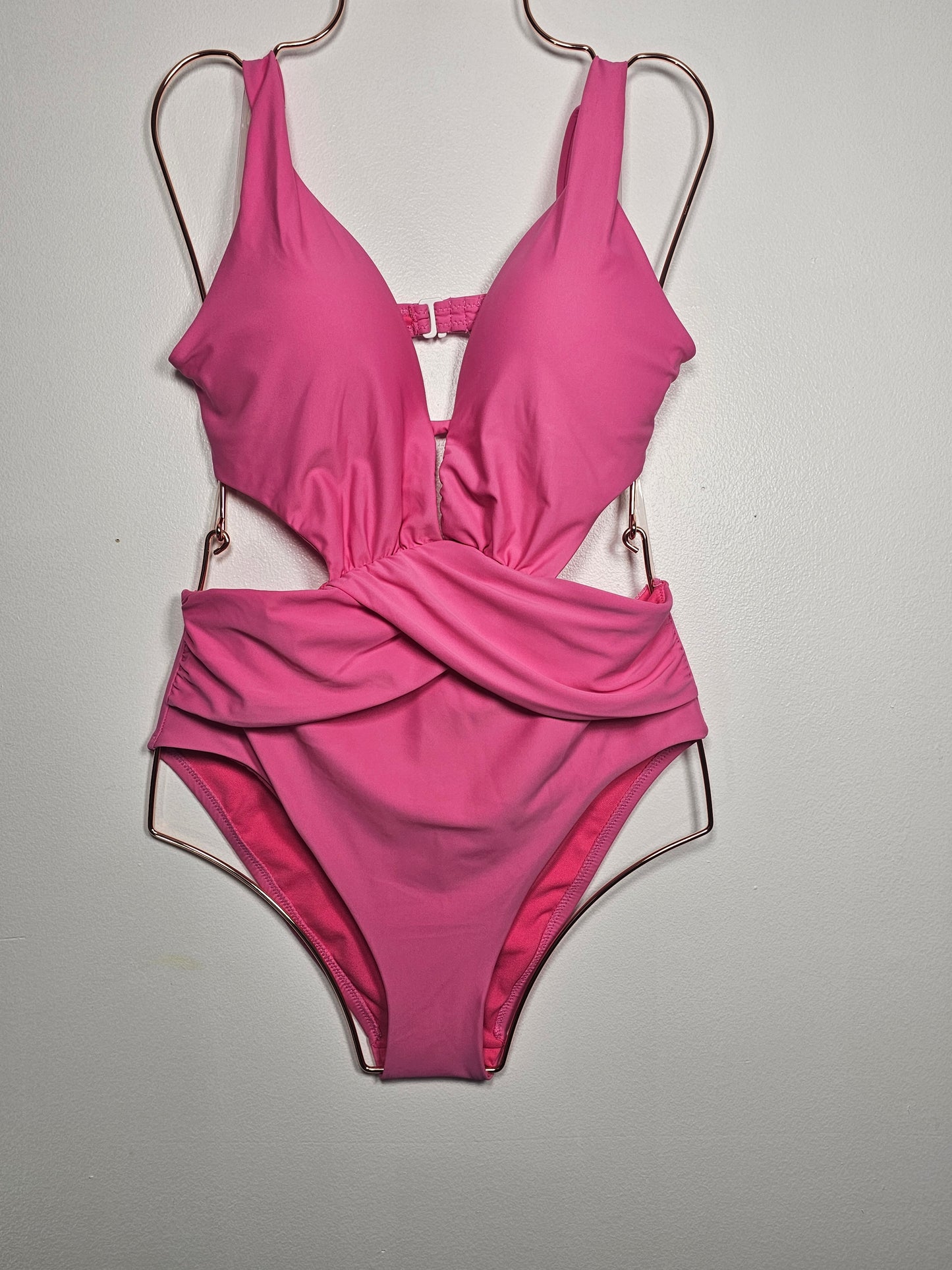 Bar III Womens Draped Monokini Swimsu Candy Kiss XL