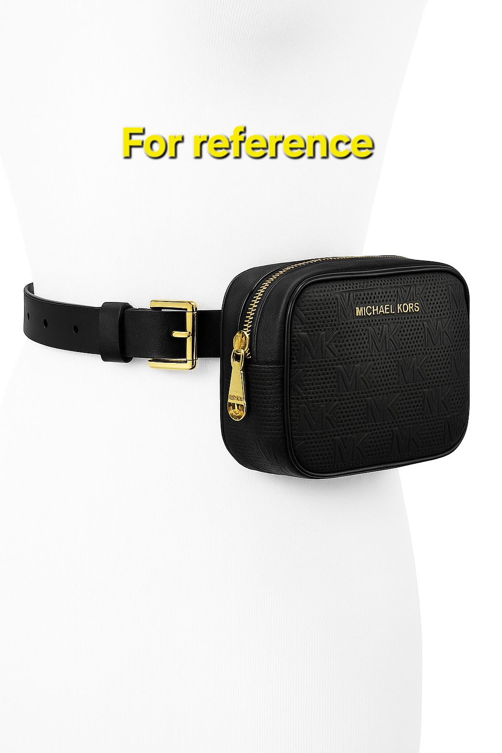 Michael Kors Women's MK Embossed Logo Belt Bag Fanny Pack – Black