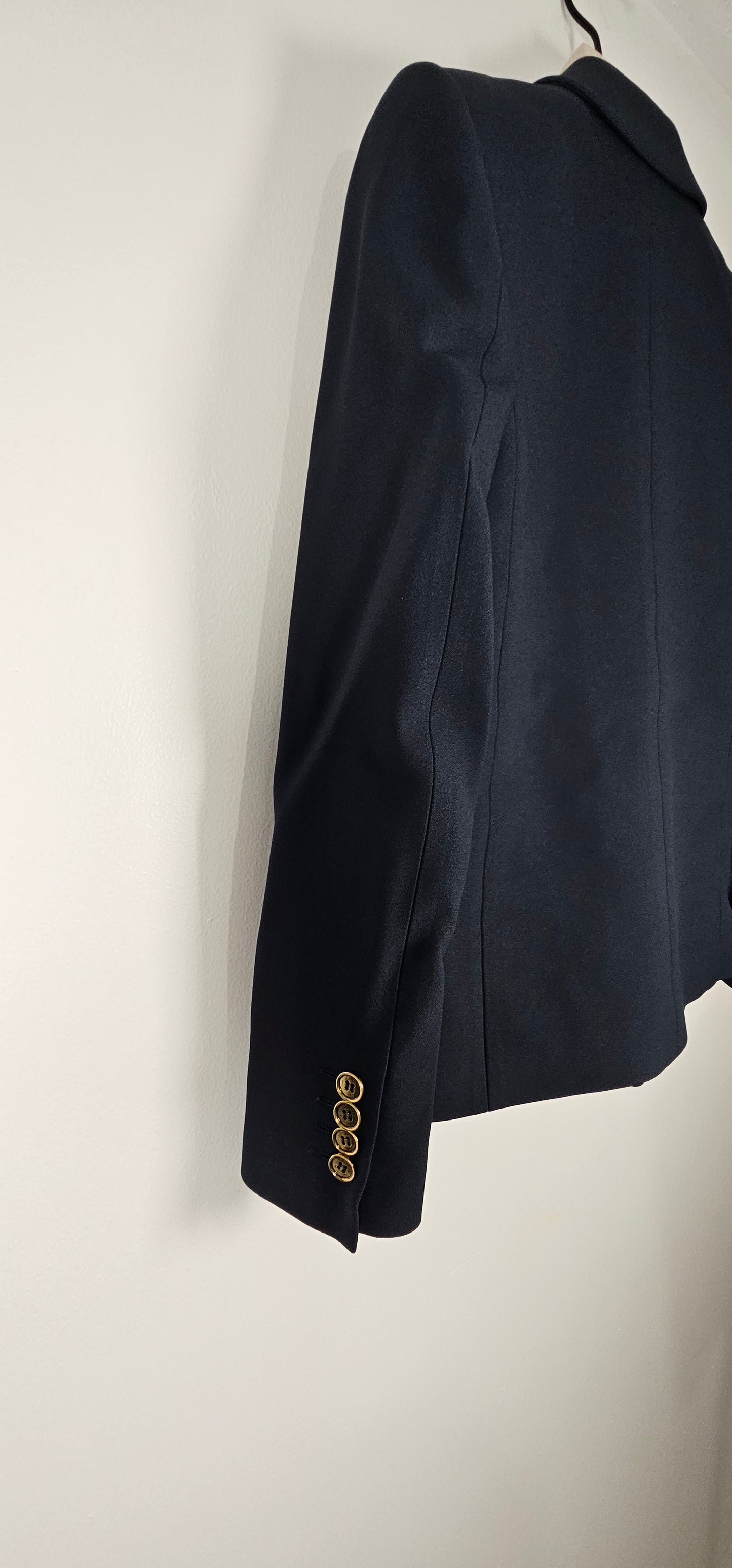 $2190 Michael Kors Women Crepe Sablé Cropped Boyfriend Jacket Dark Blue Size 2