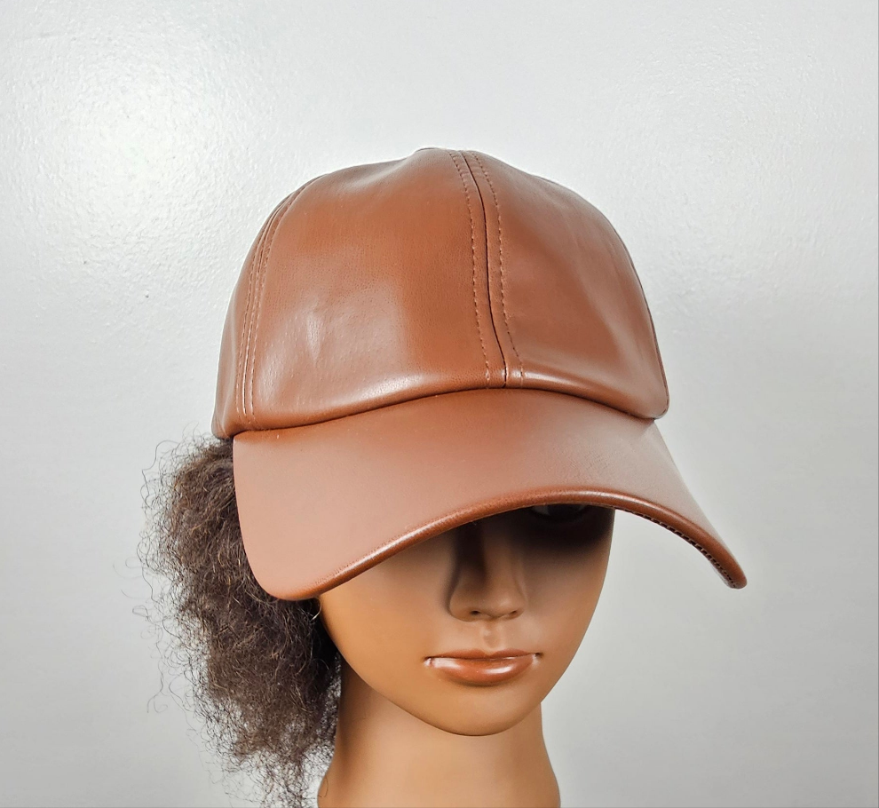 Faux Leather Baseball Cap One Size Adjustable Walnut Lele Sadoughi