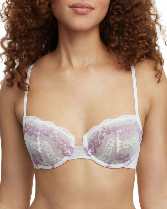 Scarlett Blue Floral Lace Unlined Balconette Underwire Women's Bra Style 324229 White/Plum Multiple Sizes