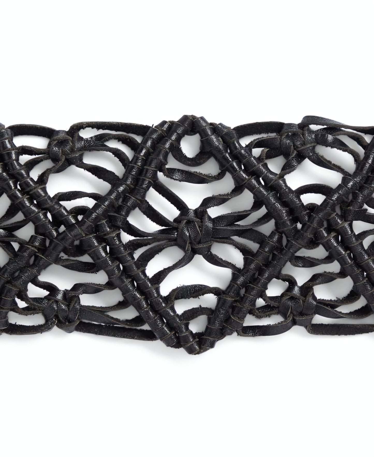 Ralph Lauren Women's Black Leather Macramé Wide Belt – Size S – Resort Collection