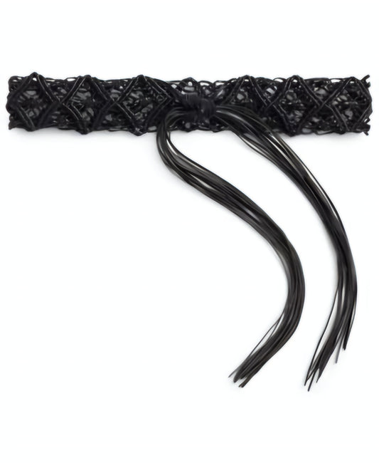 Ralph Lauren Women's Black Leather Macramé Wide Belt – Size S – Resort Collection