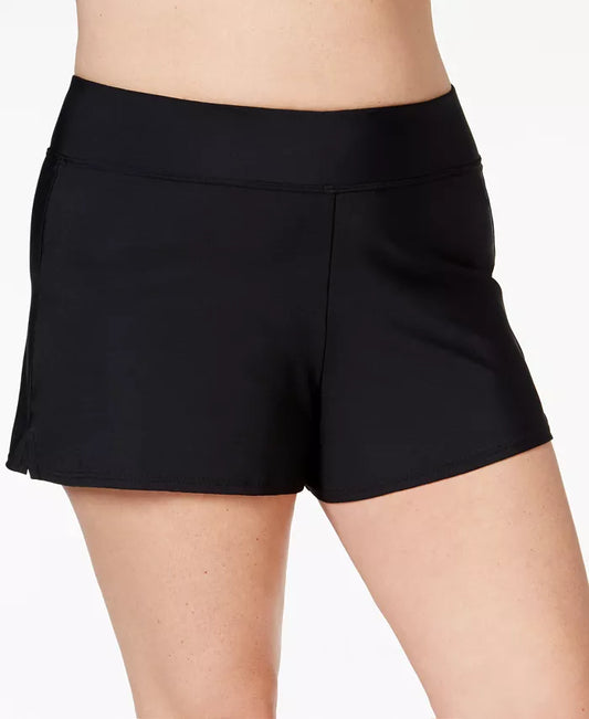 Swim Solutions Plus Size Solid Swim Shorts – Black (Sizes 18W, 20W, 22W)