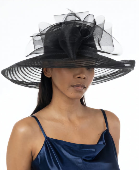 Bellissima Millinery Collection Women's Crinoline Romantic Profile Dressy Hat Black One Size