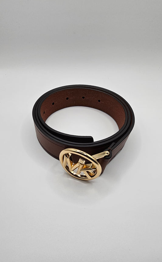 Michael Kors Women's Logo-Buckle Leather Belt - Style 559070 - Brown - Sizes S–XL