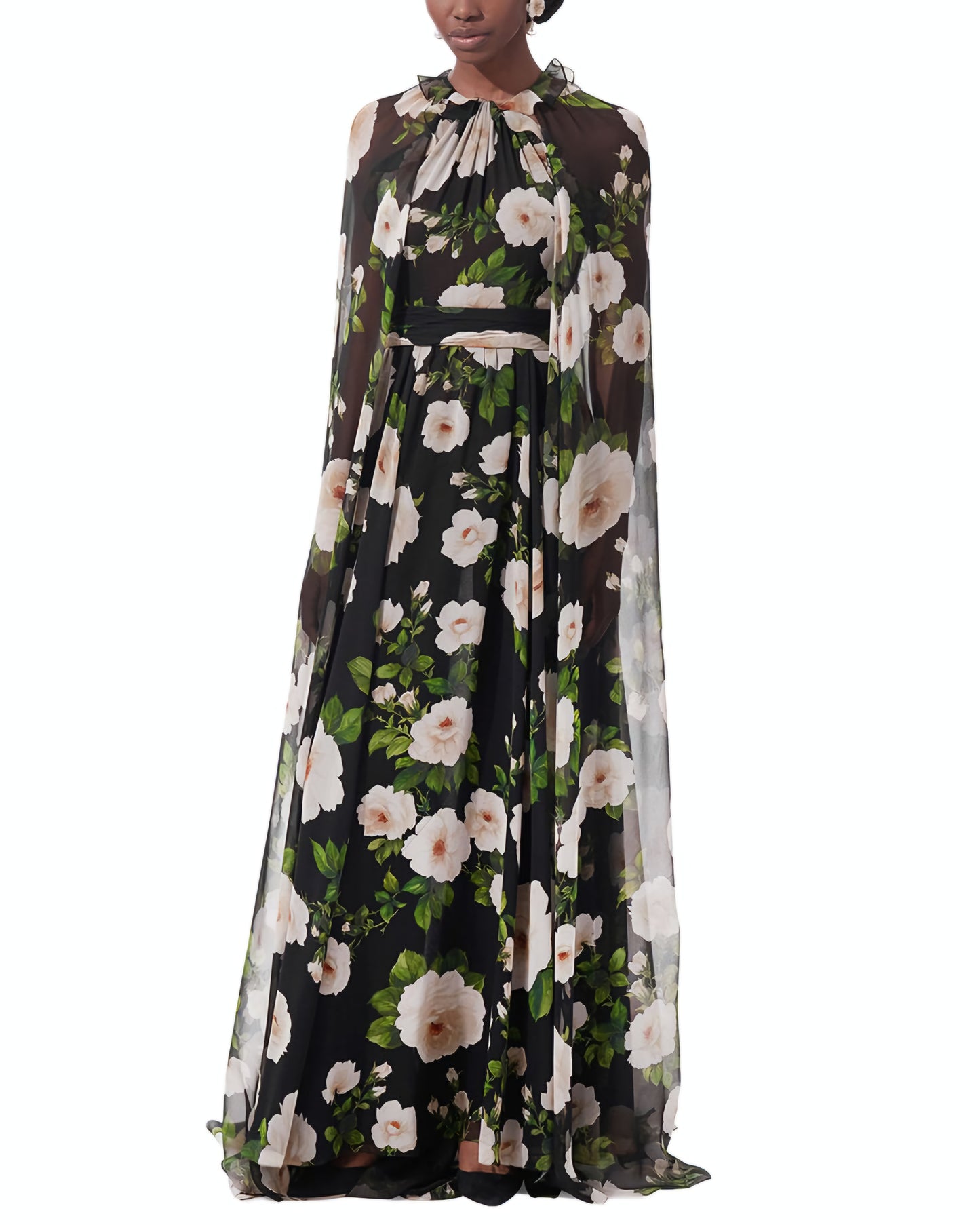 CAROLINA HERRERA Women's Halter Neck Bias Gown With Detached Cape SIZE 10