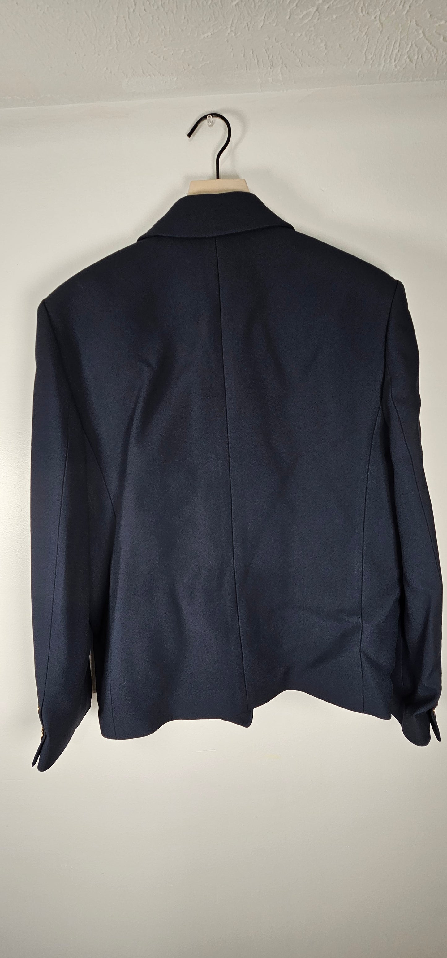 $2190 Michael Kors Women Crepe Sablé Cropped Boyfriend Jacket Dark Blue Size 14