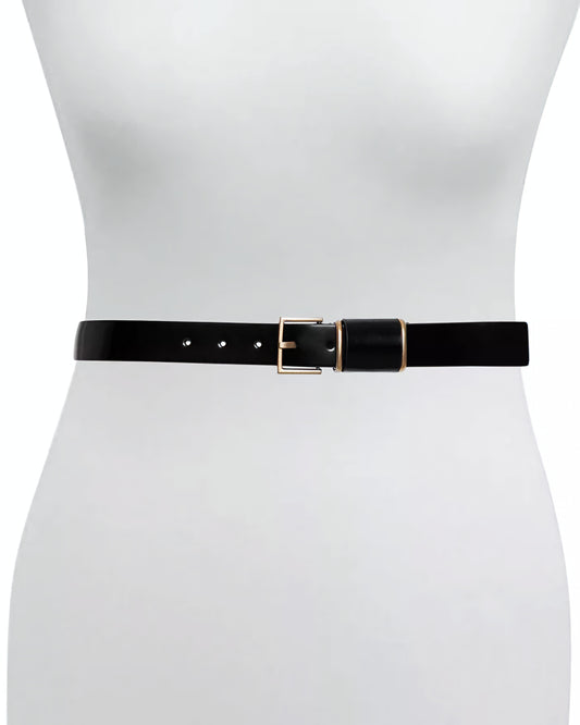 AllSaints Women's 30MM Multi Loop Belt – Black, Size XL – 100% Cow Leather
