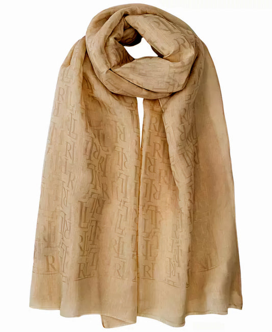 Lauren Ralph Lauren Women's Monogram Lightweight Jacquard Wrap Scarf in cream