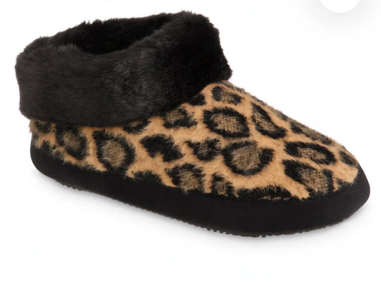 Isotoner Women’s ECO Comfort Memory Foam Boot Slippers – Cheetah – Size M (6.5–7.5)