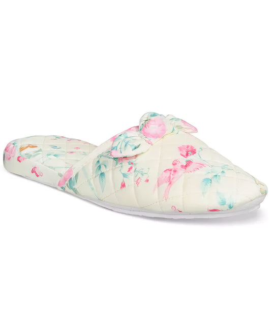 Charter Club Women’s Butterfly Floral Slippers – Yellow| Size S(6-7), M(7-8)
