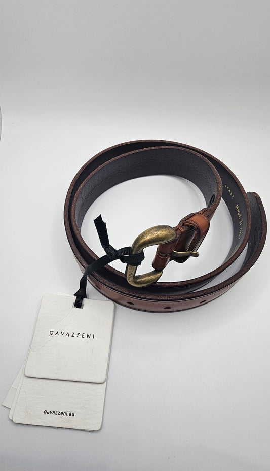 Gavazzeni Made in Italy Leather Belt for Women - Cuoio Brown, Size 85